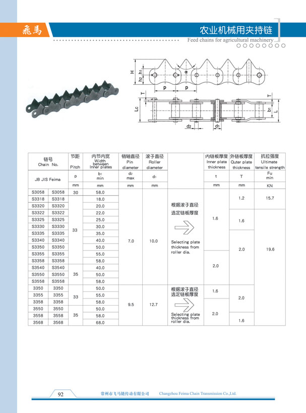 Agricultural machinery with clamping chain
