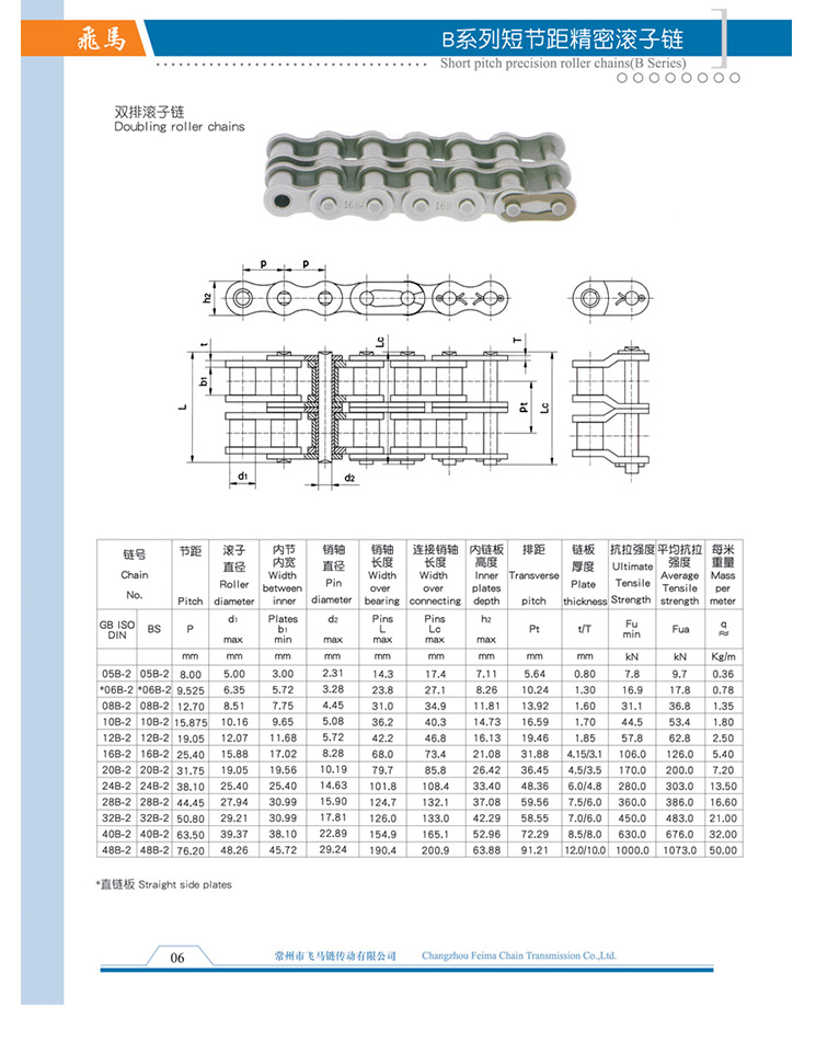 B系列短节距精密滚子链