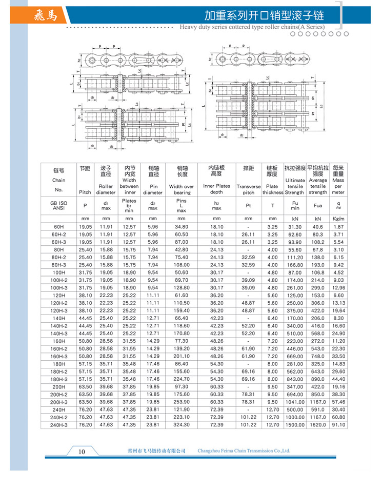 加重系列开口销型滚子链
