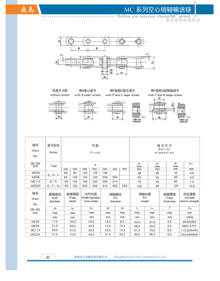 MC系列空心销轴输送链