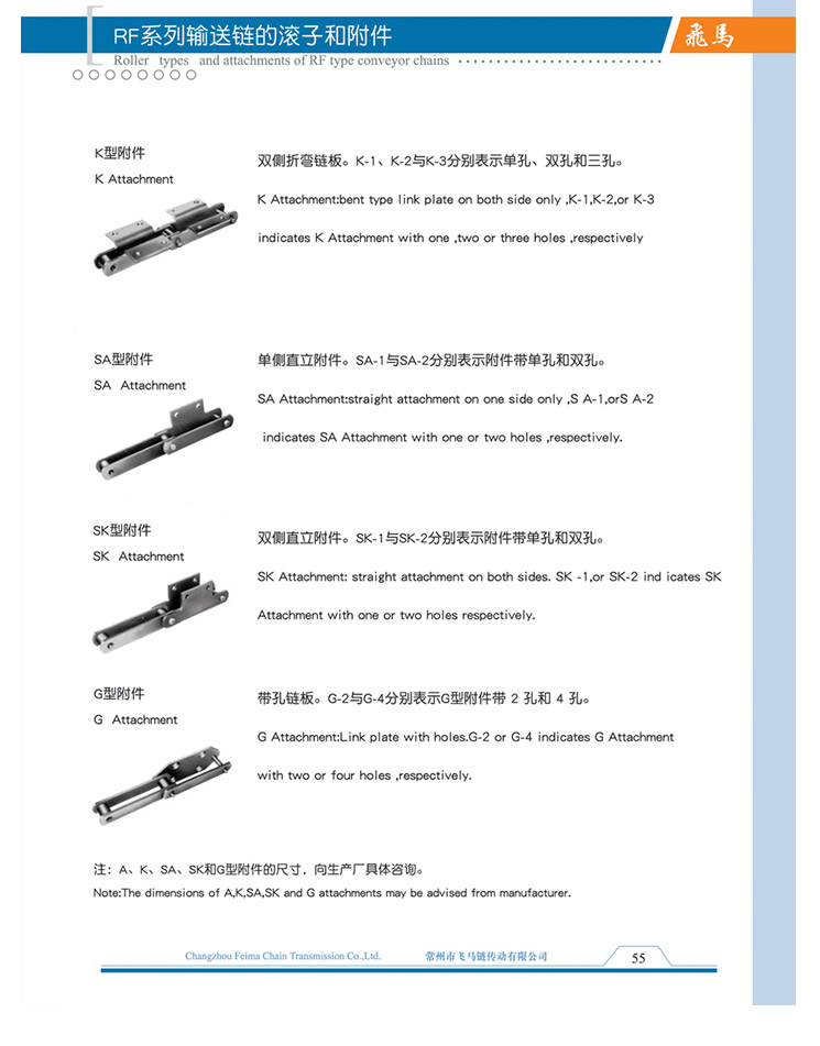 RF系列输送链的滚子和附件
