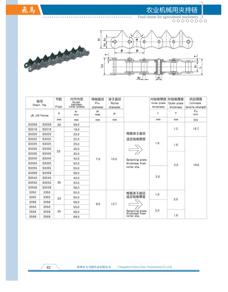 农业机械用夹持链