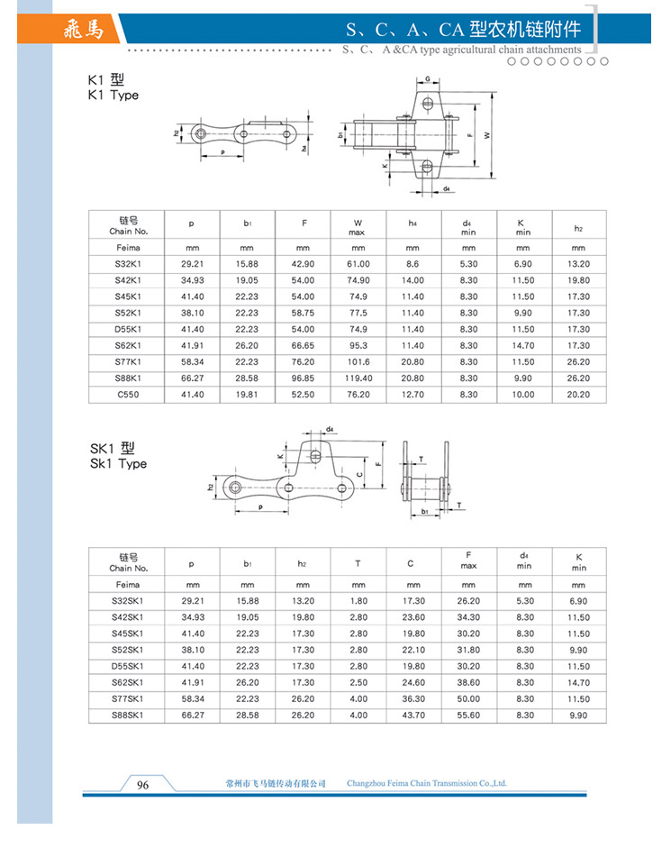 S、C、A、CA型农机链附件