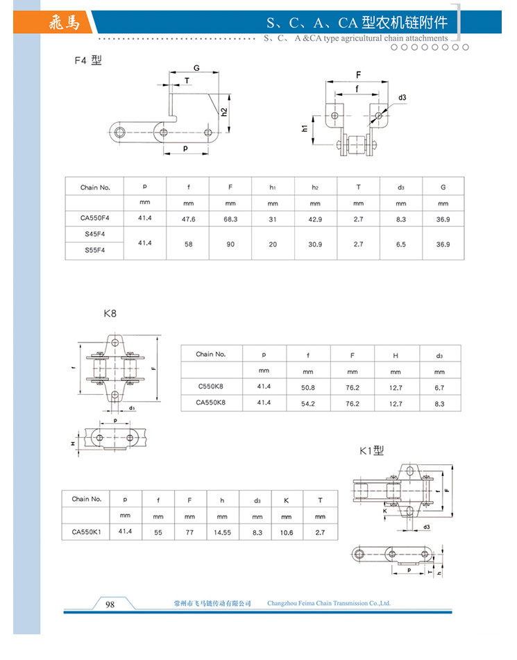S、C、A、CA型农机链附件