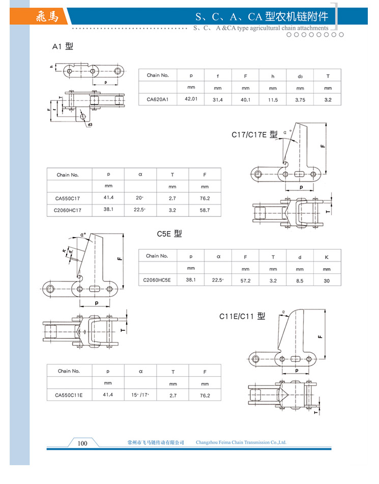 S、C、A、CA型农机链附件