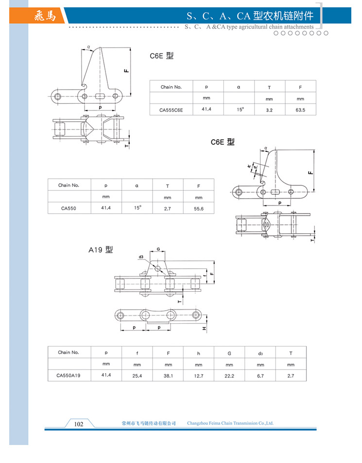 S、C、A、CA型农机链附件